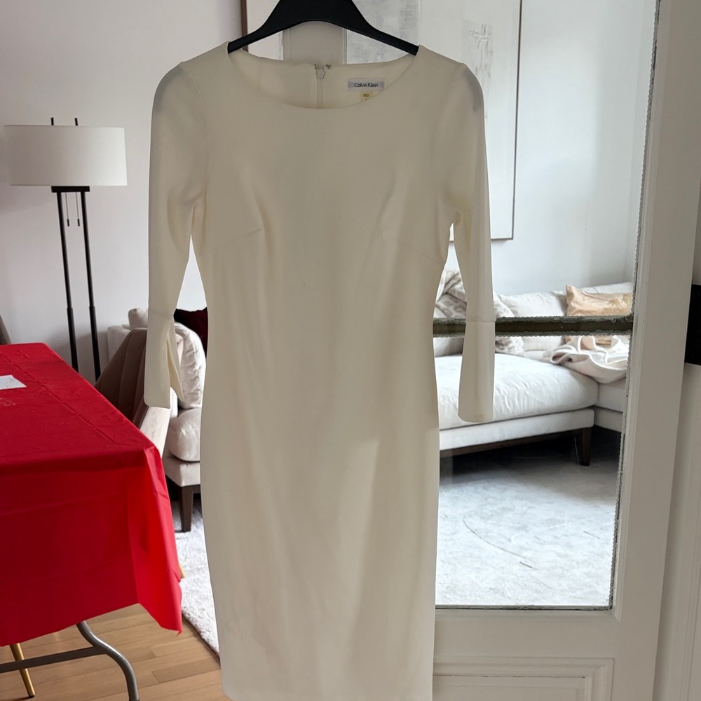 Calvin Klein Cream Long Sleeve Dress